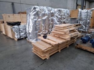 VCI Barrier Bag and flat packed wooden crates