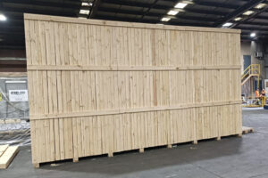 timber crate with cummins engine in background