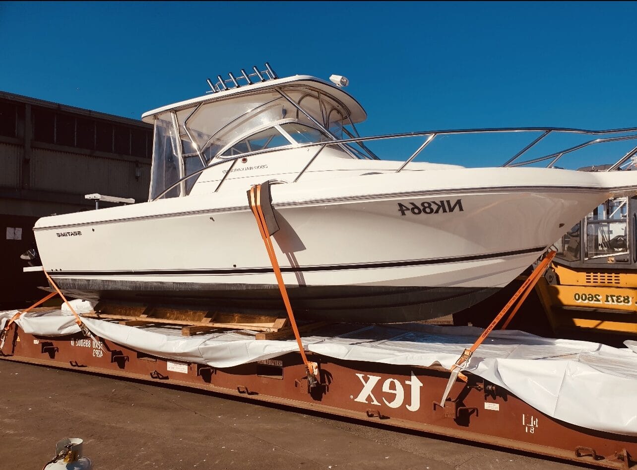 boat and shipping container