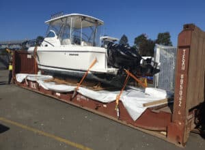 image of boat and VCI packaging at Melbourne shipping port