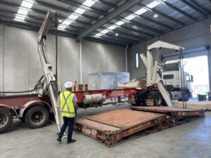 flat racked shipping container truck