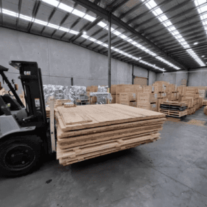 flat packed wooden crates and wooden crates in the background