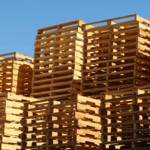 Wooden pallets stacked