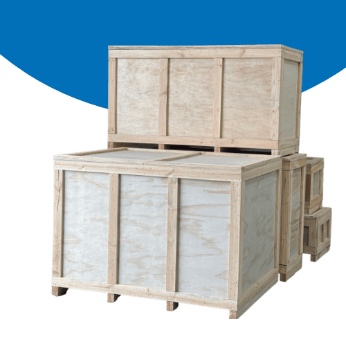 plywood boxes stacked