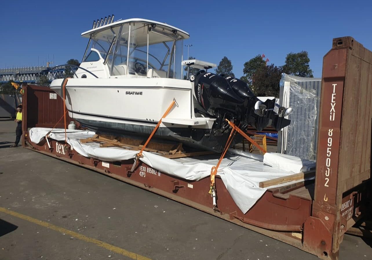 image of boat and VCI packaging at Melbourne shipping port