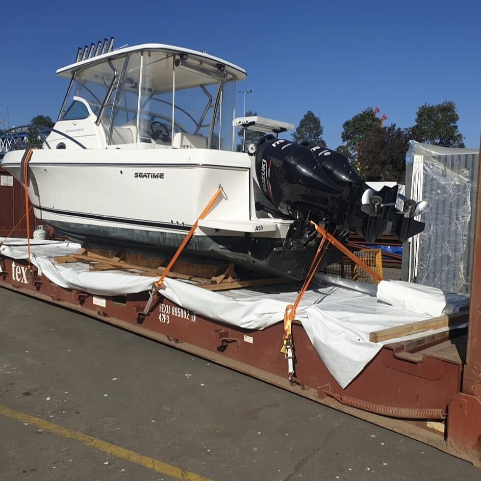 image of boat and VCI packaging at Melbourne shipping port