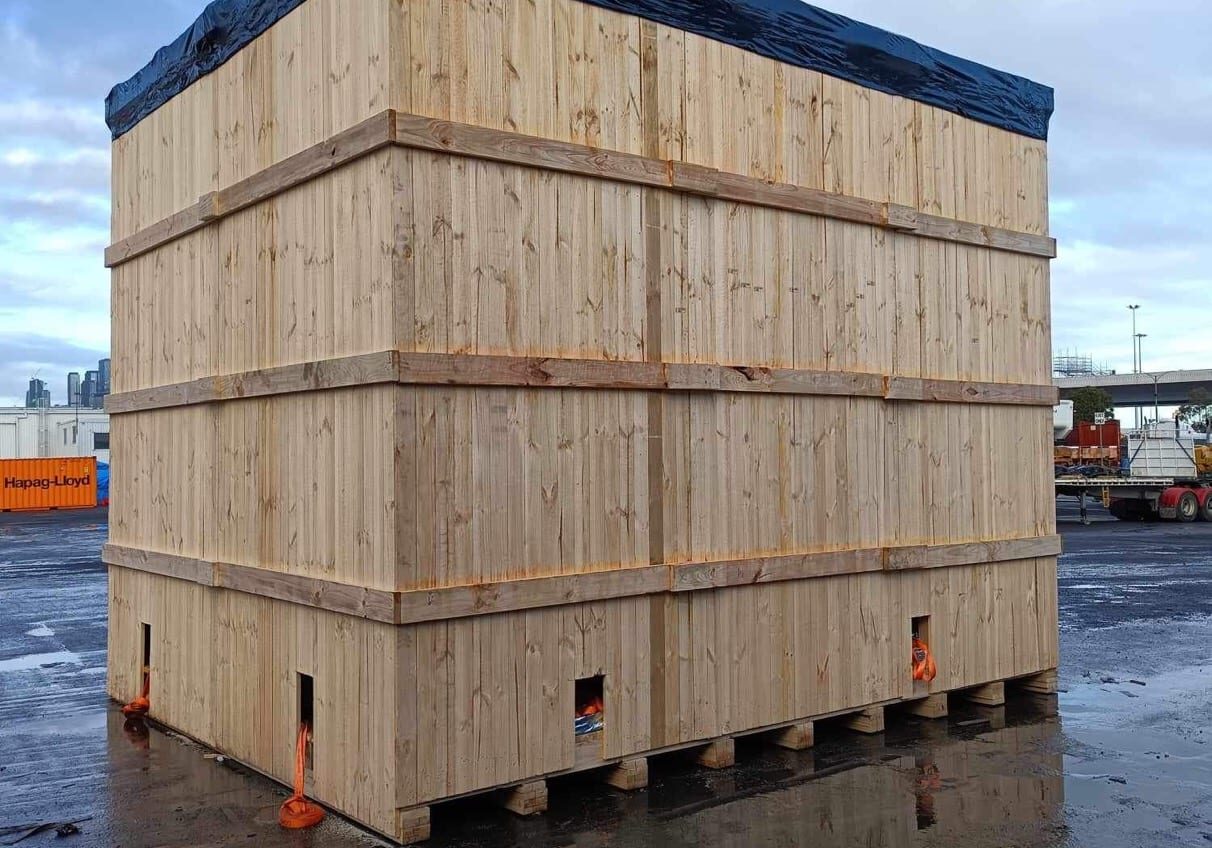 large wooden shipping crate