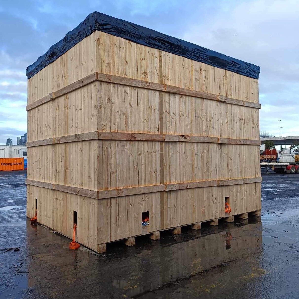 large wooden shipping crate