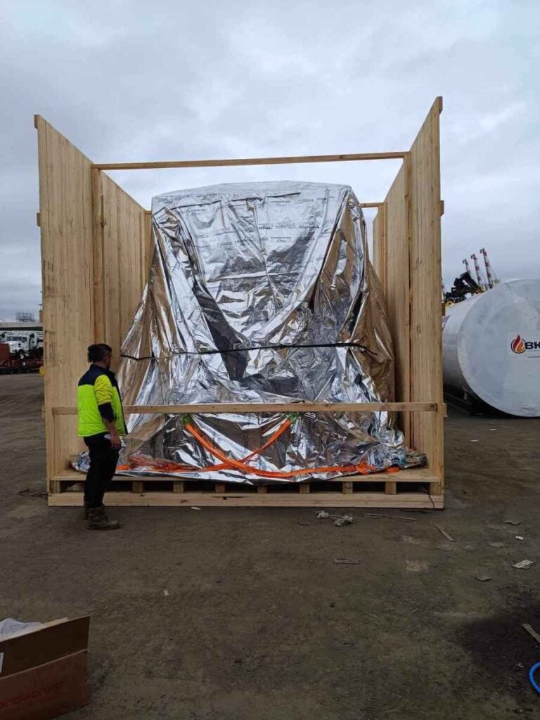 vci barrier bag foil wrapped cargo and timber case